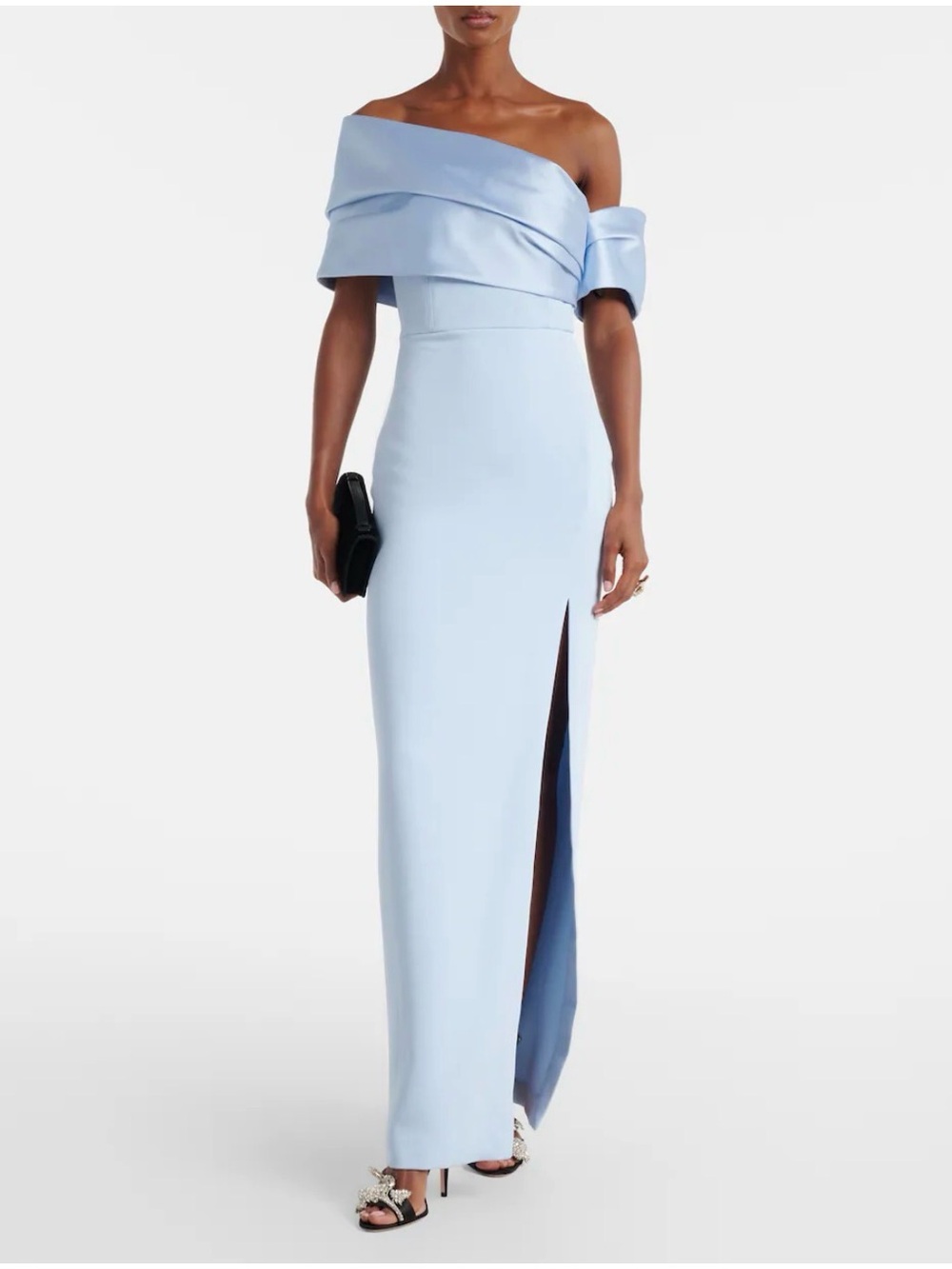 Solace London Alexis asymmetric off-shoulder gown
